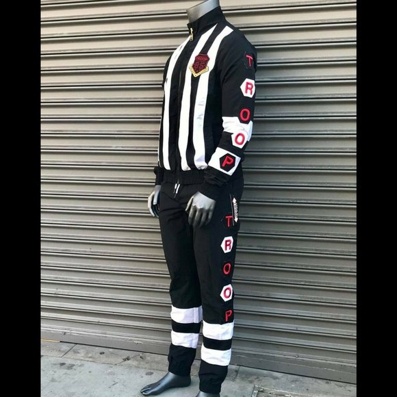 Men's Troop Black White Windbreaker Casual Tracksuit - Picture 2 of 6